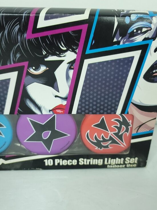 KISS String Lights Set 10 pieces 2003 Holiday Spencer Gifts  KISS String Lights Set 10 pieces 2003 Holiday Spencer Gifts Sealed New Ace Gene
